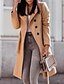 cheap Coats &amp; Trench Coats-Women&#039;s Winter Coat Long Belted Overcoat Single Breasted Lapel Pea Coat Thermal Warm Windproof Trench Coat with Pockets Elegant Outerwear Fall Outerwear Long Sleeve Gray Black Khaki