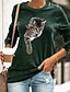 economico T-shirts-Per donna Giornaliero maglietta Manica lunga Pop art Animali Rotonda Essenziale Top Verde Nero Blu S