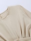 cheap Midi Dresses-Women&#039;s Midi Dress Sheath Dress Black Beige Long Sleeve Ruched Pure Color Crew Neck Fall Winter Casual 2022 S M L / Cotton