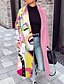 cheap Coats &amp; Trench Coats-Women&#039;s Coat Fall Winter Street Daily Going out Long Coat Warm Regular Fit Casual Streetwear Jacket Long Sleeve Print Color Block Portrait Blushing Pink Khaki