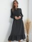 abordables Vêtements Femme-Femme Robe Évasée Basique du quotidien simple Col Rond Printemps &amp; Automne Standard Noir