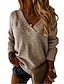 cheap Sweaters-Women&#039;s Pullover Sweater Jumper Solid Color Knitted Braided Stylish Basic Casual Long Sleeve Sweater Cardigans Fall Winter V Neck Blue Yellow Blushing Pink