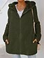 cheap Coats &amp; Trench Coats-Women&#039;s Teddy Coat Fall Winter Daily Going out Long Coat Round Neck Windproof Warm Regular Fit Elegant Streetwear Jacket Long Sleeve Patchwork Plain Khaki Green Black