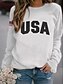 billige Hættetrøjer &amp; sweatshirts-sweatshirts til kvinder, afslappet løs langærmet usa flag print pullover-sort-l