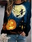 cheap Hoodies &amp; Sweatshirts-Women&#039;s Pumpkin Moon Pullover Sweatshirt Other Prints Halloween Halloween Hoodies Sweatshirts  Loose Blue Camel Orange