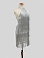 cheap Mini Dresses-Sleeveless Silver Tassel Fringe Dress Women&#039;s