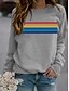 cheap Women&#039;s Hoodies &amp; Sweatshirts-Women&#039;s Sweatshirt Pullover Basic Casual Green Yellow Red Graphic Rainbow Casual Long Sleeve Round Neck S M L XL XXL
