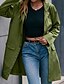 cheap Coats &amp; Trench Coats-Women&#039;s Trench Coat Pocket Casual St. Patrick&#039;s Day Daily Coat Long Polyester Green Black Army Green Single Breasted Fall Winter Turndown Regular Fit S M L XL / Waterproof / Rain Waterproof / Warm