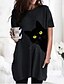 cheap T-Shirts-Women&#039;s Cat Graphic Patterned Daily Short Sleeve T shirt Dress Tunic Round Neck Basic Essential Tops Black Gray Wine S