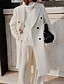 cheap Coats &amp; Trench Coats-Women&#039;s Wool Blend Coat Winter Long Pea Coat Fall Double Breasted Lapel Over Coat Warm Windproof with Pockets Streetwear Casual Jacket Long Sleeve White Khaki