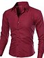billige Herreskjorter-Herre Jakkesætsskjorter Button Up skjorte Skjorte med krave Flåde Vinrød Sort Vanlig Krave Bryllup Arbejde Tøj