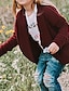 cheap Girls&#039; Tees &amp; Blouses-Toddler Girls&#039; Cardigan Long Sleeve Wine Black Gray Solid Color Indoor Outdoor Adorable Daily 1-5 Years / Fall / Winter