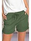 baratos Shorts-Mulheres Reto Calças Esportivo Cintura Alta Bolsos Casual Curto Micro-Elástica Côr Sólida Conforto Exército verde S / Calção