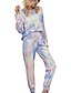 abordables Vêtements Femme-Femme Pantalons Pyjamas Tunique Cordon basique Multicolore Col Rond Printemps &amp; Automne Standard Bleu Violet Rose Claire Vert