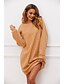 cheap Women&#039;s Clothing-Women&#039;s 1 pc Pajamas Nightgown Plush Fashion Sweet Pure Color Flannel Home Daily Bed Crew Neck Warm Sweater # Basic Dress Fall Winter Khaki / Seamed