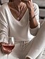 cheap Sleep &amp; Lounge-Women&#039;s 1 set Loungewear Sets Nighty Simple Fashion Comfort Pure Color Cotton Blend Home Street Daily V Wire Breathable Gift T shirt Tee Long Sleeve Basic Elastic Waist Pant Fall Winter White Light