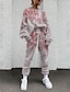 cheap Two Piece Sets-Women&#039;s Streetwear Cinched Print Going out Casual / Daily Two Piece Set Pant Loungewear Jogger Pants Sweatshirt Tracksuit Drawstring Print Tops