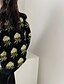 billige Sweaters-Dame Genser Blomstret Strikket Stilfull Fritid Myk Langermet Normal Genser og cardigans Høst Vinter Crew-hals Grønn Rød