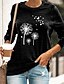 abordables T-shirts-Mujer Diario Fin de semana Camiseta Flor Mariposa Pintura Manga Larga Mariposa Diente de león Escote Redondo Estampado Básico Tops Negro Azul Piscina Amarillo S