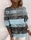 billige Hættetrøjer &amp; Sweatshirts-Dame Sweatshirt bluse Trykt mønster Aktiv Gade Olivengrøn Lyserød Blå Stribe Afslappet Rund hals Langærmet Mikroelastisk Uden for