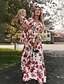 cheap Family Look Sets-Mommy and Me Dresses Street Floral Lace up Wine Red Midi Long Sleeve Active Matching Outfits / Fall / Casual / Cute / Print