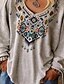 cheap Plus Size Tops-Women&#039;s T shirt Tee Tribal Print Daily Vacation Streetwear Holiday Casual Long Sleeve V Neck Fall Winter