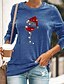 abordables Sweaters &amp; Cardigans-T-shirt Femme Noël Décontractée du quotidien Manches Longues Graphique Verre de vin Col Ras du Cou Col Rond Imprimer basique Noël Bleu Jaune Vert Hauts Ample