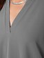 preiswerte Tops &amp; Blouses-Damen Hemd Bluse Glatt Schwarz Weiß Wein Langarm Brautkleider schlicht