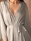 abordables Vêtements de nuit et de détente pour femmes-Pyjamas robe de chambre Intérieur Soirée Fête de Mariage Spa Satin Femme Cadeau 1 pc simple Rétro Confort Doux Sans Manches Robe longue Col en V L&#039;autume Printemps Eté Basique Couleur monochrome