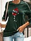 baratos Sweaters &amp; Cardigans-Mulheres Camiseta Gráfico Copo de vinho Gola Redonda Decote Redondo Imprimir Básico Natal Blusas Solto Azul Amarelo Verde