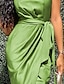 cheap Party Dresses-Women&#039;s Midi Dress Emerald Green Dress Wrap Dress Army Green Sleeveless Split Lace up Pure Color One Shoulder Spring Summer Stylish Hot Sexy 2022 S M L XL / Party Dress