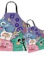 cheap Family Look Sets-Mommy and Me Aprons Cartoon Graphic Print Light Yellow Light Purple Green Active Matching Outfits / Fall / Spring