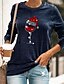 billige Sweaters &amp; Cardigans-Dame T skjorte Grafisk Vinglass Crew-hals Rund hals Trykt mønster Grunnleggende Jul Topper Løstsittende Blå Gul Grønn