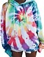 cheap Plus Size Collection-Women&#039;s Plus Size Tops Hoodie Sweatshirt Tie Dye Long Sleeve Pocket Print Streetwear Preppy Polyester Daily Weekend Fall Winter Rainbow