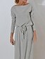 cheap Casual Dresses-Women&#039;s Maxi long Dress Shift Dress Gray Long Sleeve Drawstring Solid Color Round Neck Fall Winter Casual Modern 2021 S M L XL XXL