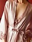 cheap Sleep &amp; Lounge-Women&#039;s 1 pc Pajamas Robes Gown Bathrobes Simple Retro Comfort Pure Color Satin Home Party Wedding Party V Wire Gift Sleeveless Basic Fall Spring Belt Included Light Pink White