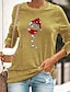 billige Sweaters &amp; Cardigans-Dame T skjorte Grafisk Vinglass Crew-hals Rund hals Trykt mønster Grunnleggende Jul Topper Løstsittende Blå Gul Grønn