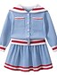 cheap Girls&#039; Clothing Sets-Kids Girls&#039; Shirt &amp; Skirt Clothing Set Long Sleeve 2 Pieces Light Blue Ruched Color Block Stripe Street Vacation Cotton Regular Active Casual Daily Cute 2-8 Years / Fall / Winter