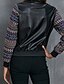 cheap Jackets-Women&#039;s Jacket Fall Winter Street Daily Going out Regular Coat Stand Collar Warm Breathable Regular Fit Casual Jacket Long Sleeve Full Zip Patchwork Color Block Blue / Print