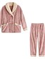 cheap Sleep &amp; Lounge-Women&#039;s 1 set Pajamas Sets Simple Fashion Comfort Pure Color Flannel Home Street Daily Lapel Warm Gift Hoodie Long Sleeve Basic Elastic Waist Pant Fall Winter Pocket Blue Pink / Buckle / Sport