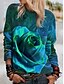 abordables Sweats à capuche et sweat-shirts-Femme Floral 3D Sweat-shirt Sweat Imprimer 3D effet Des sports Vacances Actif Vêtement de rue Pulls Capuche Pulls molletonnés Vert Bleu Rouge