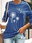 abordables T-shirts-Mujer Diario Fin de semana Camiseta Flor Mariposa Pintura Manga Larga Mariposa Diente de león Escote Redondo Estampado Básico Tops Negro Azul Piscina Amarillo S