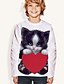 preiswerte T-Shirts &amp; Blusen für Mädchen-Kinder Katze 3D-Druck T-Shirt T-Shirt Langarm weiß schwarz Tierdruck Schule Alltag aktiv 4-12 Jahre / Herbst