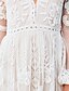 billige Lace Kjoler-kvinders festkjole blondekjole hvid kjole lang kjole maxi kjole sort rødvin hvid langærmet ren farve mesh vinter efterår forår v-hals romantisk bryllupsfest vinterkjole 2023 s m l xl xxl