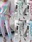 billige Nattøj og pyjamas til kvinder-Dame 1set Loungewear Sæt Enkel Mode Komfort Batikfarvet Polyester Hjem Gade Rund hals Hattetrøje Langærmet Basale Elastisk Talje Bukse Efterår Vinter Lomme Grøn Blå