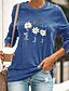 preiswerte T-Shirt-Damen T Shirt Grün Blau Gelb Bedruckt Graphic Gänseblümchen Casual Täglich Langarm Rundhalsausschnitt Basic Standard Glauben Gänseblümchen S