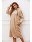 cheap Women&#039;s Clothing-Women&#039;s 1 pc Pajamas Loungewear Nightgown Plush Fashion Sweet Pure Color Flannel Home Daily Vacation Hoodie Warm # Basic Fall Winter Hoodie Khaki