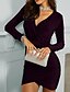 cheap Party Dresses-Women&#039;s Short Mini Dress Sheath Dress Green White Black Purple Pink Dark Blue Navy Blue Beige Light Blue Long Sleeve Ruched Patchwork Plus High Low Solid Color V Neck Fall Spring Party Hot Sexy 2022