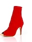 cheap Boots-Latin Dance Clubwear Salsa Shoes Dance Boots Women&#039;s Chain Ankle Boots Heel Peep Toe Slim High Heel Black Red Blue Zipper