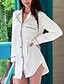 cheap Sleep &amp; Lounge-Women&#039;s 1 pc Pajamas Nightgown Simple Fashion Comfort Pure Color Satin Home Street Daily Lapel Breathable Gift Long Sleeve Basic Elastic Waist Fall Spring Pocket White